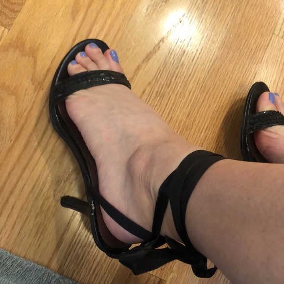 Sequin lace up shoes with satin ties. - Picture 6 of 14